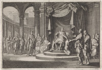 Alexander och Aristobulos försvarar sig inför kejsar Augustus av Jan Luyken
