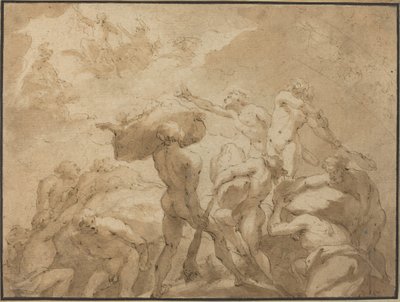 Battle of the Gods and Giants från Mount Olympus och Mount Othrys av Jan Luyken