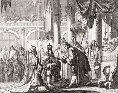 Kröning av kung William III och drottning Mary II, 11 april av Jan Luyken