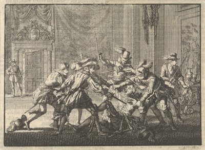 Hertig av Guise mördad i slottet i Blois, 1588 av Jan Luyken