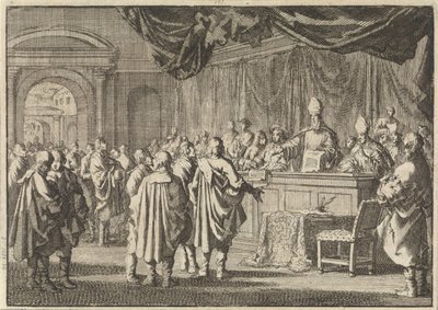Reformerad i Ungern inför en domstol av biskopar och andra romanister, 1670 av Jan Luyken