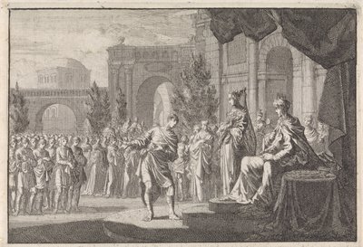 Hyrcanus inför Ptolemaios Philadelphus tron av Jan Luyken