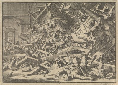 Kollapserat galleri under en katolsk gudstjänst i det spanska sändebudets hus i London, 1623 av Jan Luyken
