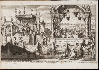 Vattnets stora välsignelse i Moskva (Årlig religiös ceremoni med procession) - Verk av Jan (Johannes) Luyken (1649-1712), gravyr (20,1x30 cm) av Jan Luyken