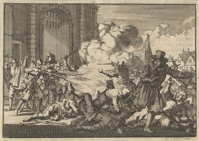 Upplopp i Rotterdam efter fängslandet av en remonstrant minister, 1621 av Jan Luyken