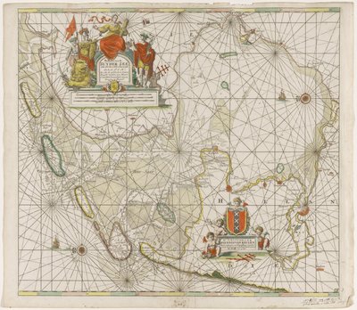 Karta över Zuiderzee och Waddenzee Paskaarte of the Zuyder Zee (titel på objekt) av Jan Luyken