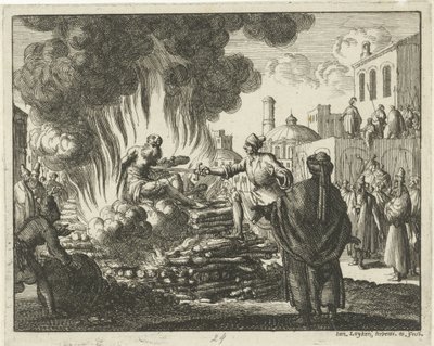 Polykarp brann på bål av Jan Luyken
