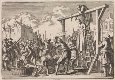 I London hängs jesuiten William Ireland och John Grove inkvarteras för ett föreslaget regicid, 1679 av Jan Luyken