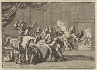 Thomas Tullock, anhängare till kung James II i Skottland, dödas av det oväntade avfyrandet av sin pistol, 1690 av Jan Luyken