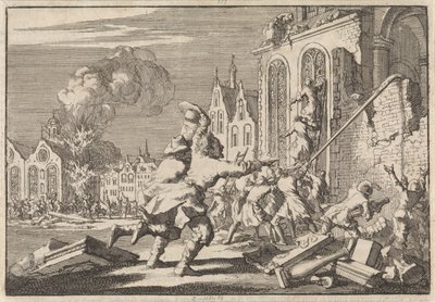 Förstörelse av katolska kapell i London, 1688 av Jan Luyken