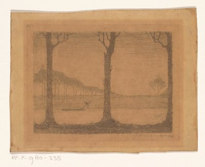 Träd längs kanalen vid Woudsterweg av Jan Mankes (signed by artist)
