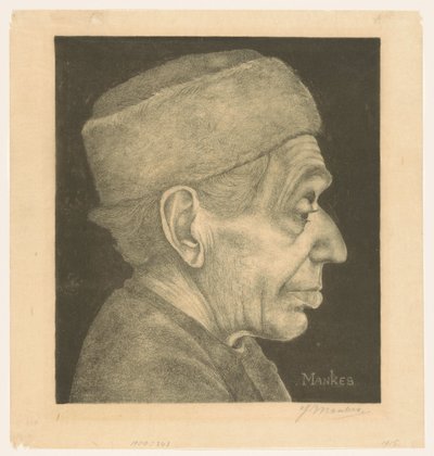 Porträtt av Douwe med hatt av Jan Mankes (signed by artist)