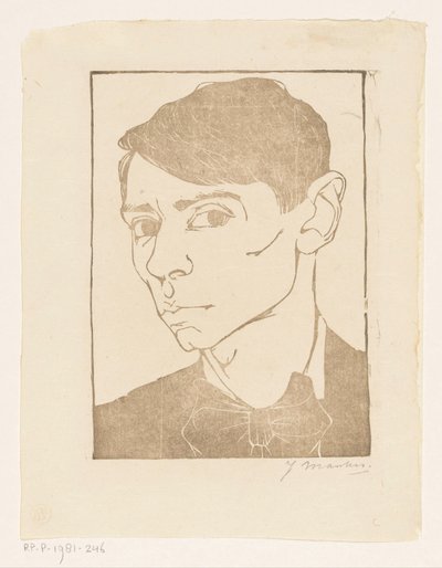 Självporträtt med fluga av Jan Mankes (signed by artist)