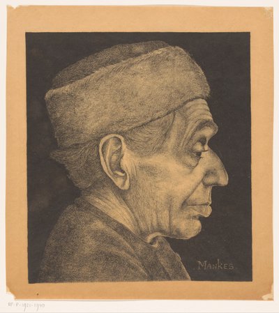 Porträtt av Douwe med hatt av Jan Mankes