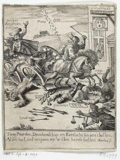 Tecknad serie som skildrar Amsterdams påstådda fransksinnade, 1690 av Jan Marlois