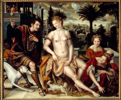 David och Betsabee. (David och Batseba av Jan Massys or Metsys