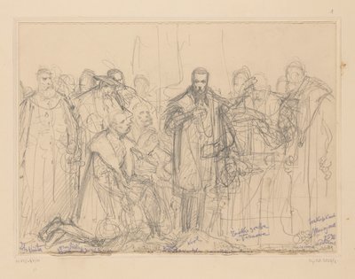 Vädjan till Sigismund August att överge Barbara, konceptskiss av Jan Matejko