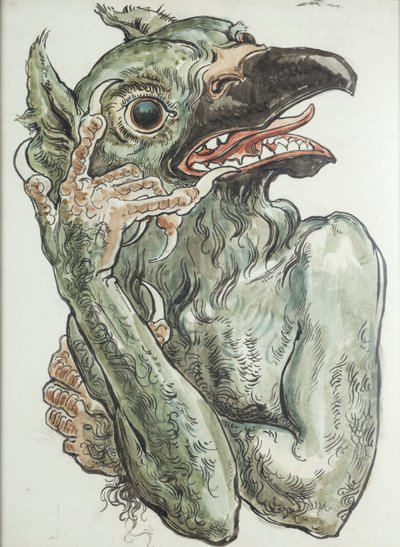 Kartong för polychromi i Mariakyrkan – Djävulen med fågelhuvud av Jan Matejko
