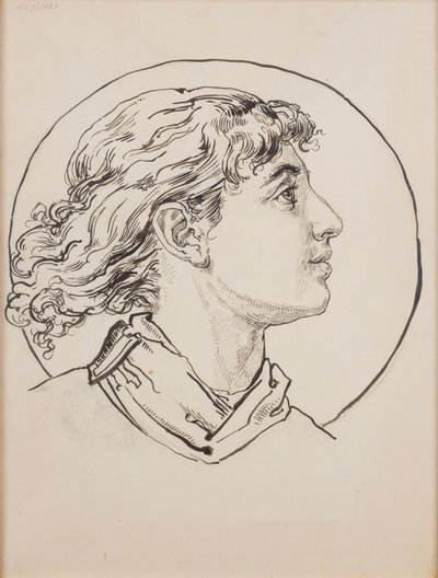 Kartong för polychromi i Mariakyrkan – Ängelhuvud av Jan Matejko
