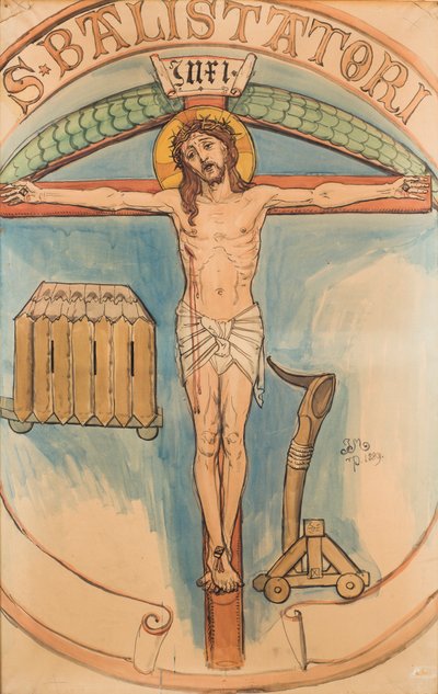 Kartong för polykromin i Mariakyrkan - Bågskyttarnas emblem av Jan Matejko