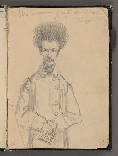 Jan Matejkos skissbok från åren 1861-1863. Ensidig teckning. Baksida: Aleksander Gryglewski (¾ figur). av Jan Matejko