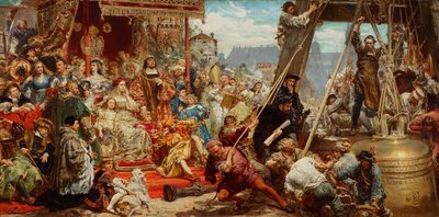 Upphängningen av Sigismundsklockan i tornet på katedralen i Krakow år 1521 av Jan Matejko