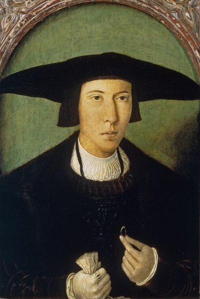 ""Porträtt av en ung man"" (Porträtt av en ung man) Målning av Jan Mostaert (1472/73-1555/56) ca 1520 Dim 53x37 cm Museo del Prado, Madrid av Jan Mostaert