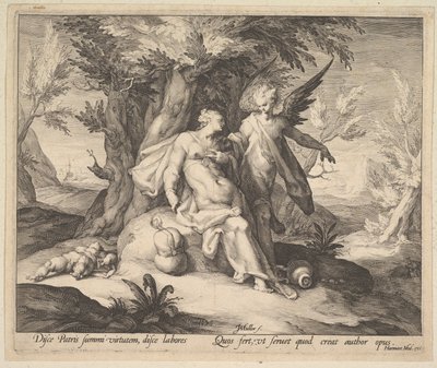 Hagar i öknen Tröstad av en ängel, ca. 1609. av Jan Muller