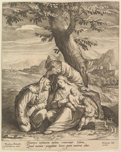 Helig familj med St. Elizabeth & St. John the Baptist, 1588. av Jan Muller