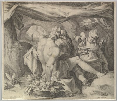 Lot och hans döttrar, ca. 1630. av Jan Muller