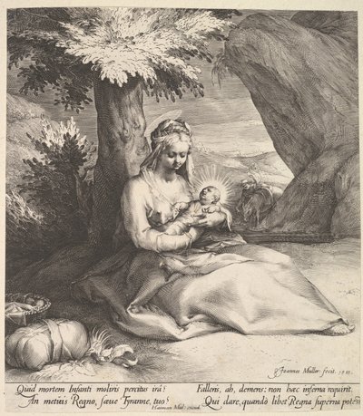Vila på flykten till Egypten, ca. 1613. av Jan Muller