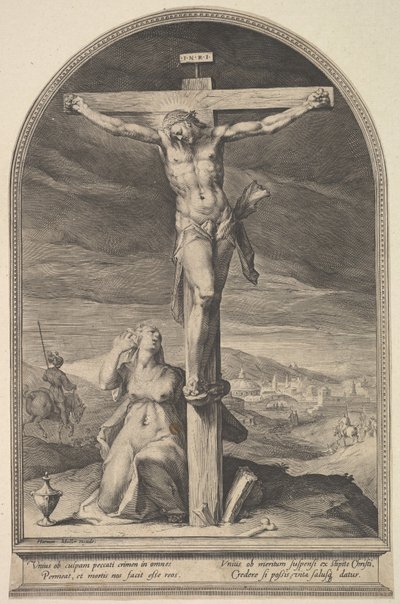 St. Maria Magdalena vid foten av korset, ca. 1612. av Jan Muller