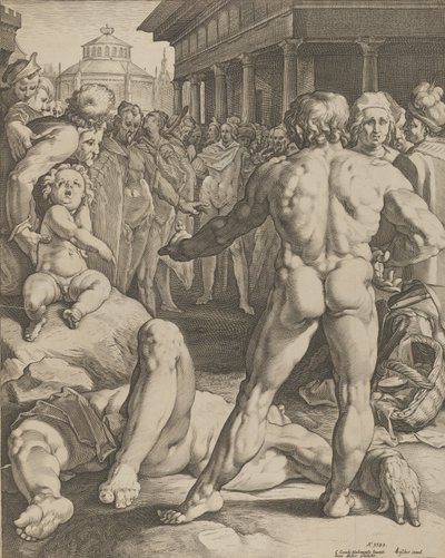 Kampen mellan Ulysses och Irus, ca. 1590 av Jan Muller