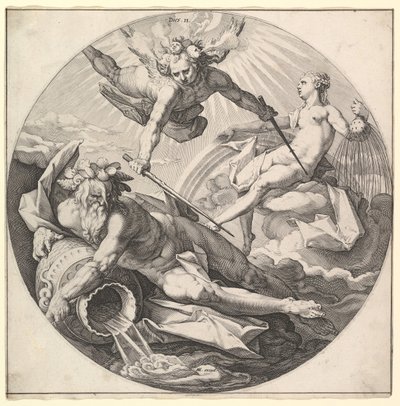 The Second Day Dies II, från serien The Creation of the World, ca. 1594. av Jan Muller