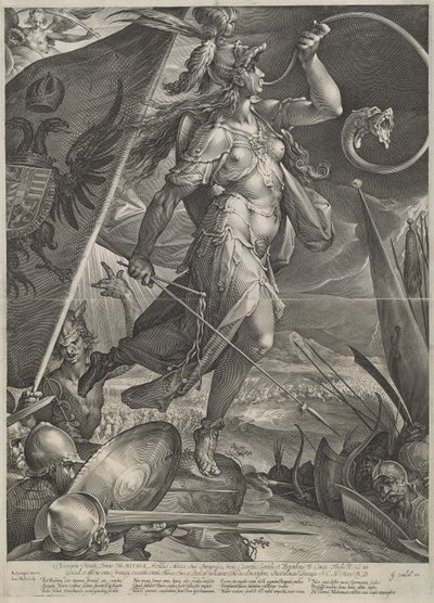 Bellona leder de kejserliga arméerna mot turkarna av Jan Muller after Bartholomaeus Spranger