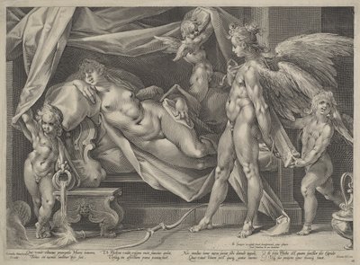 Cupid och Psyche av Jan Muller, after Bartholomaeus Spranger