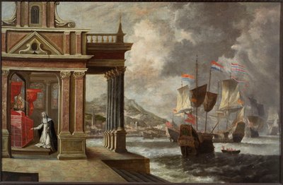 Slaget vid Lepanto: Saint Catherine of Ricci och ombordstigningen, 1671. av Jan Peeters the Elder