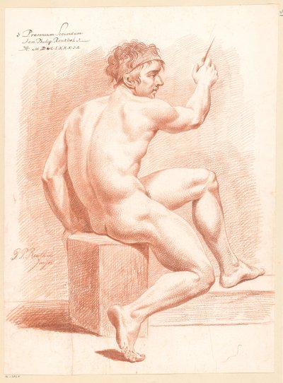 Sittande man naken, sedd bakifrån (2:a pris 1789) av Jan Philip Reuthel jr.