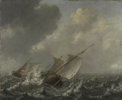 Fartyg på ett hackigt hav, 1620-talet av Jan Porcellis