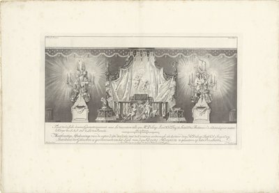 Baksidan av rummet med prins William IVs majestät, 1751 Fond de la sale dessiné Geometriquement (...) / Meetkonstige Afteekeninge på baksidan Zijde der Zale med Cieraden soodanigh som de av den Hr. Delage Leuit. Col: Ingen.r och Intendant av Jan Punt