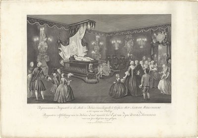 Rum med prins William IV:s majestät, 1751 Representation Perspective de la Salle de Parade (...) Perspektiv Bild av paradhallen där Lyk van Zyne Doorl. Höghet för en yder har visats (titel på objekt) Flytande säng av W av Jan Punt