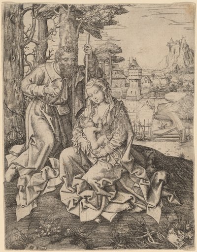 Den heliga familjen i ett landskap av Jan Rombouts the Elder