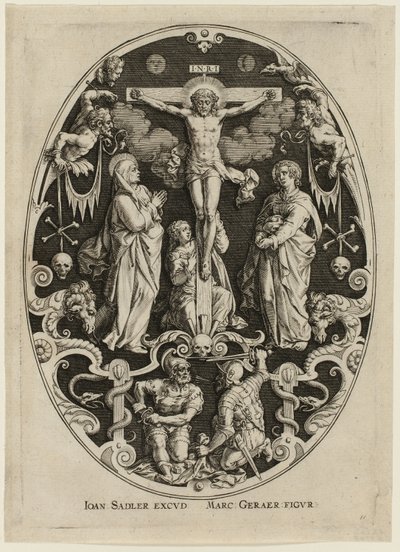Korsfästelse, från Passion of Christ av Jan Sadeler I