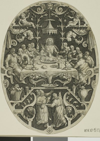 Sista måltiden, från Passion of Christ av Jan Sadeler I