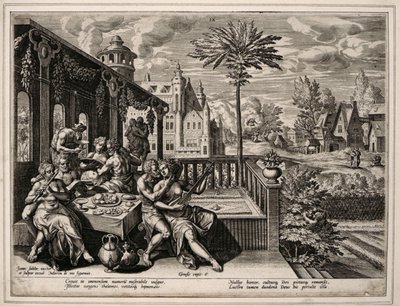 Första Mosebok Kapitel 6, vers 9, ca 1600 (gravyr på vävt papper) av Jan Sadler