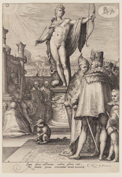 Apollo leder regeringskonsten, från Seven Planetary Gods av Jan Saenredam
