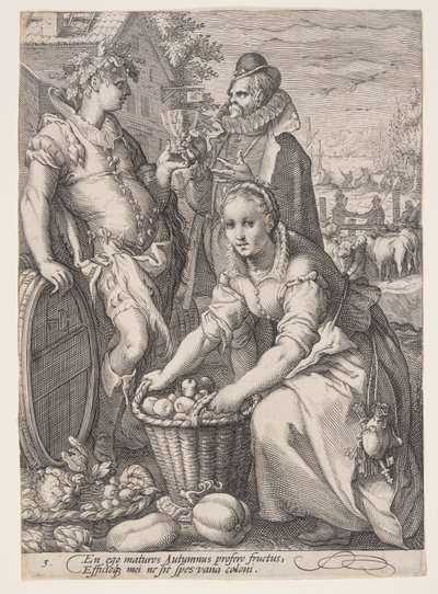 Höst (skörd och vinprovning), från De fyra årstiderna av Jan Saenredam