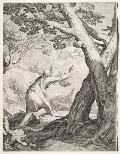 Elisha och Elias Eldvagn, 1604. av Jan Saenredam