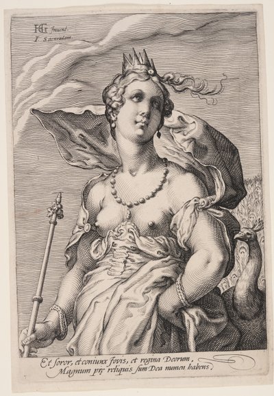 Juno, från Tre gudinnor av Jan Saenredam