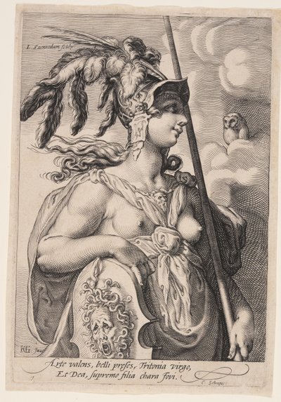 Pallas Athena, från Tre gudinnor av Jan Saenredam